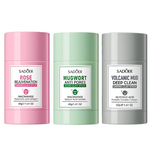 SADOER - Rose, Mugwort & Volcanic Mud Clay Stick Mask 3pcs Bundle