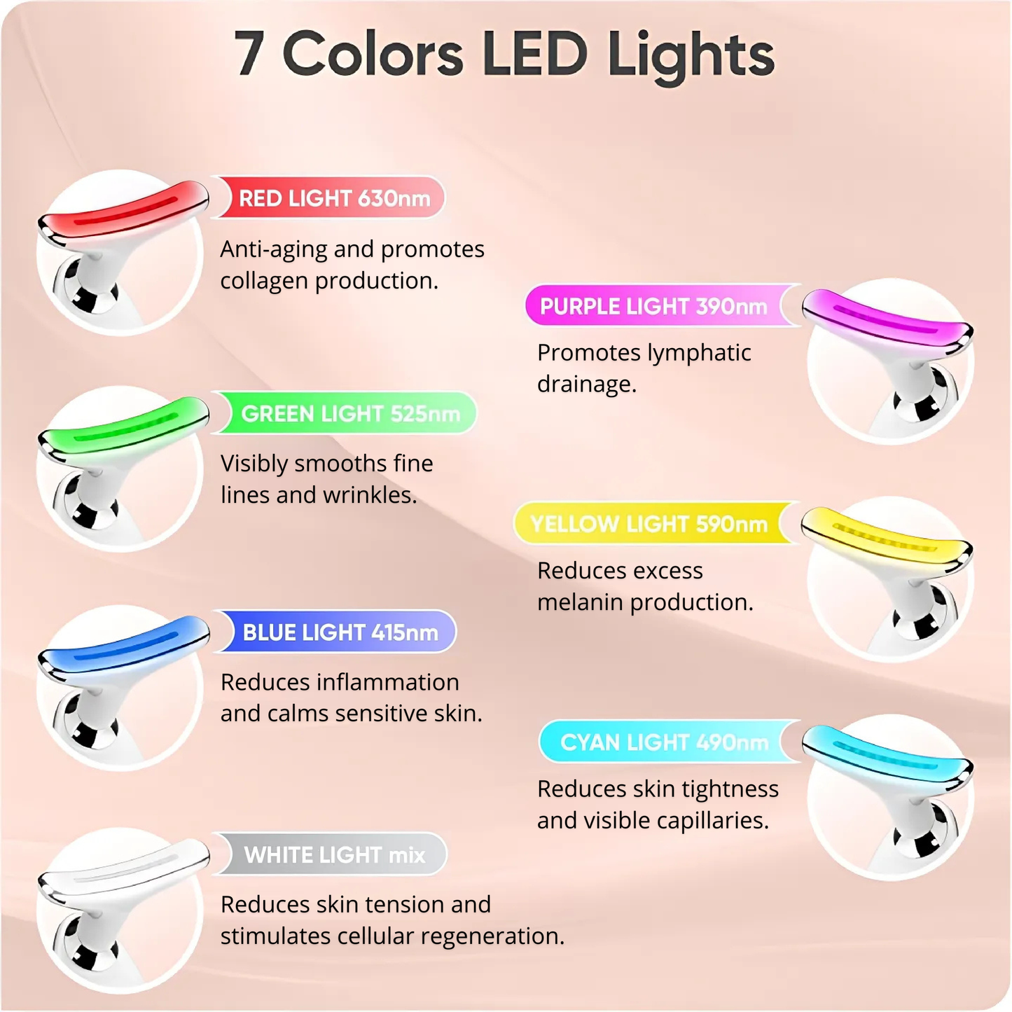 Face and Neck Massager with 7 Light Therapy Modes