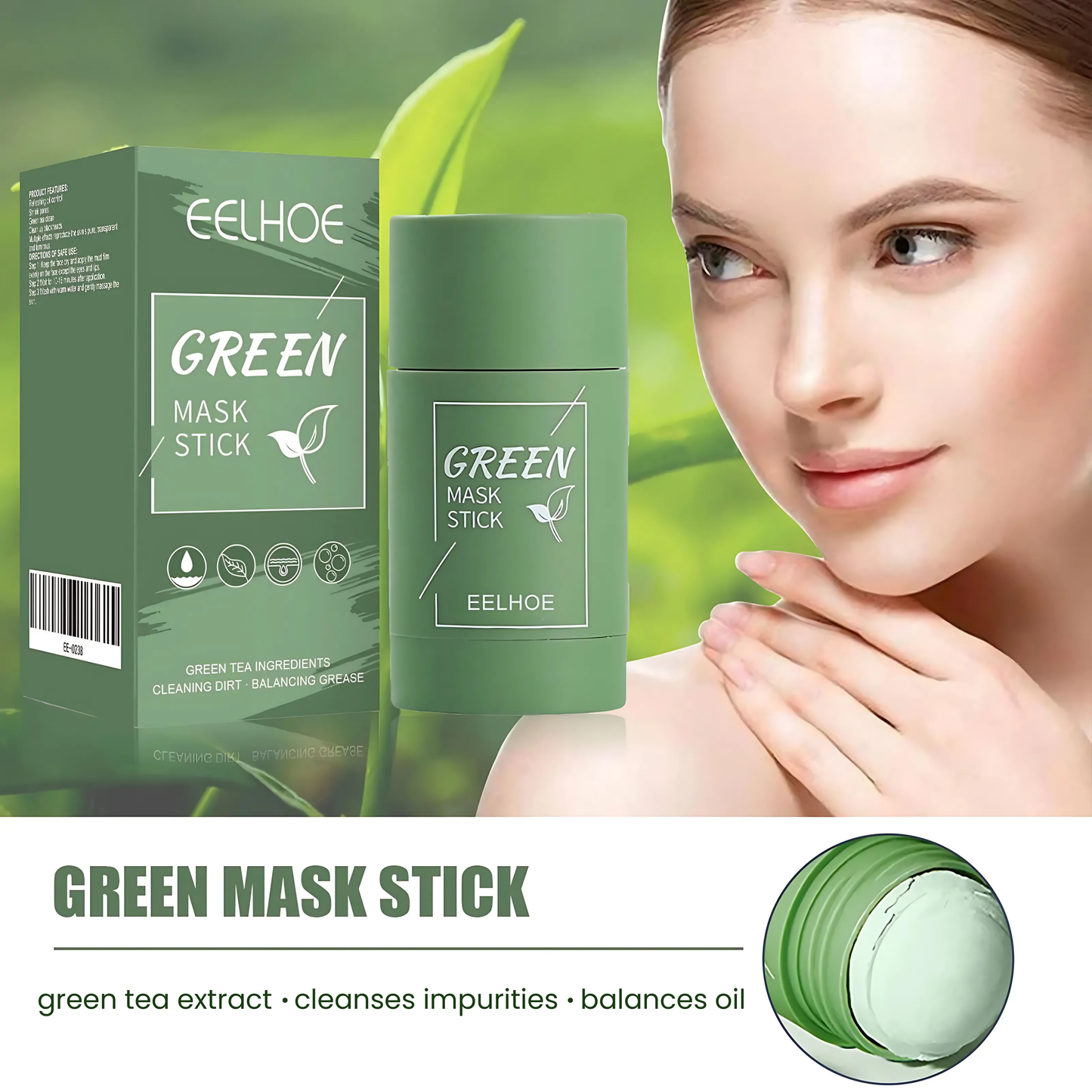 EELHOE - Mascarilla purificante en barra de té verde