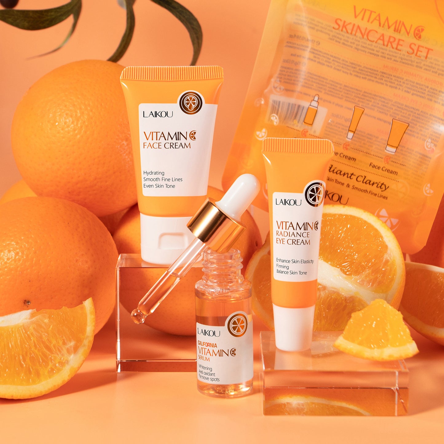 LAIKOU - Brightening Vitamin C Cream Duo & Serum 3pcs Set
