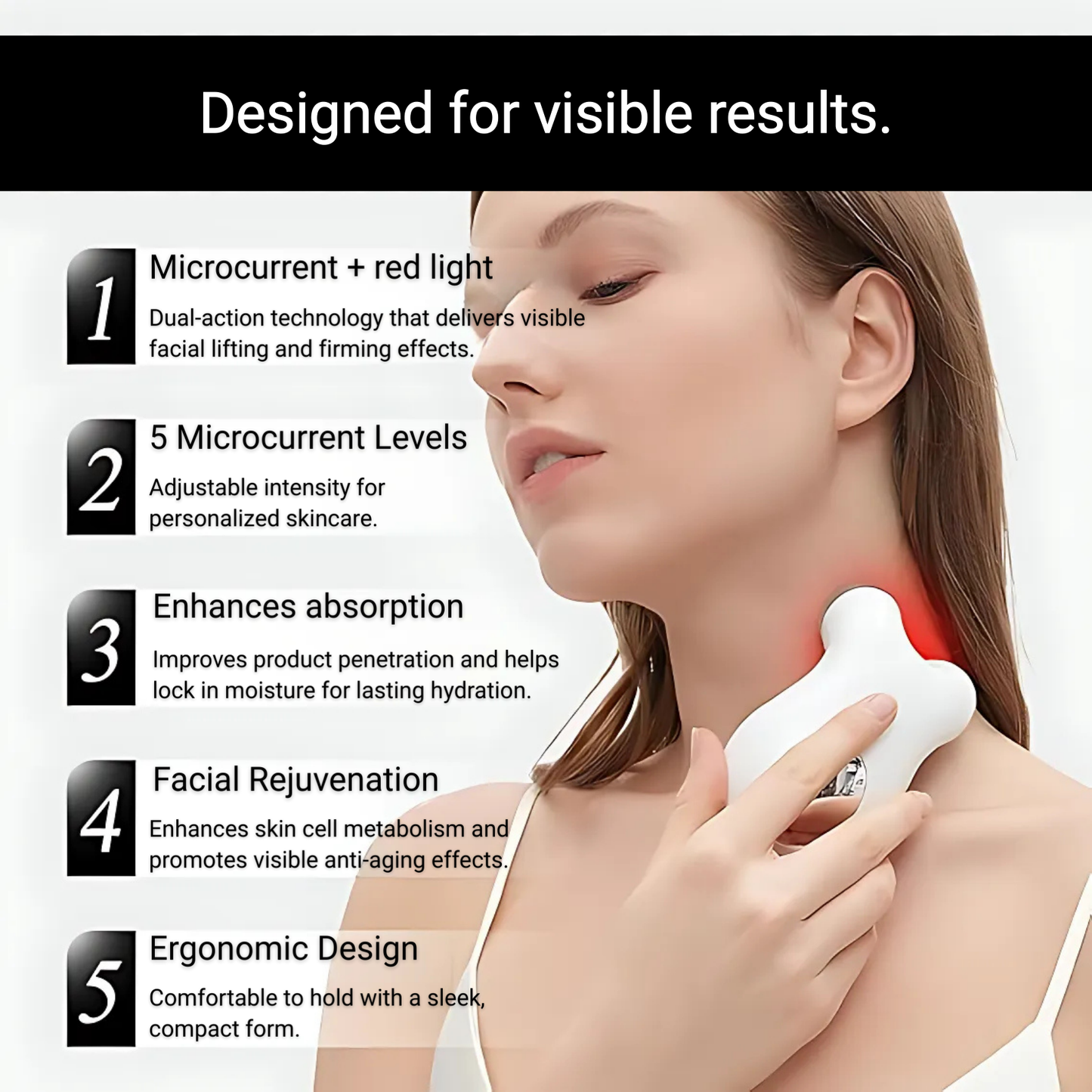 Red Light Therapy Microcurrent Facial Massager