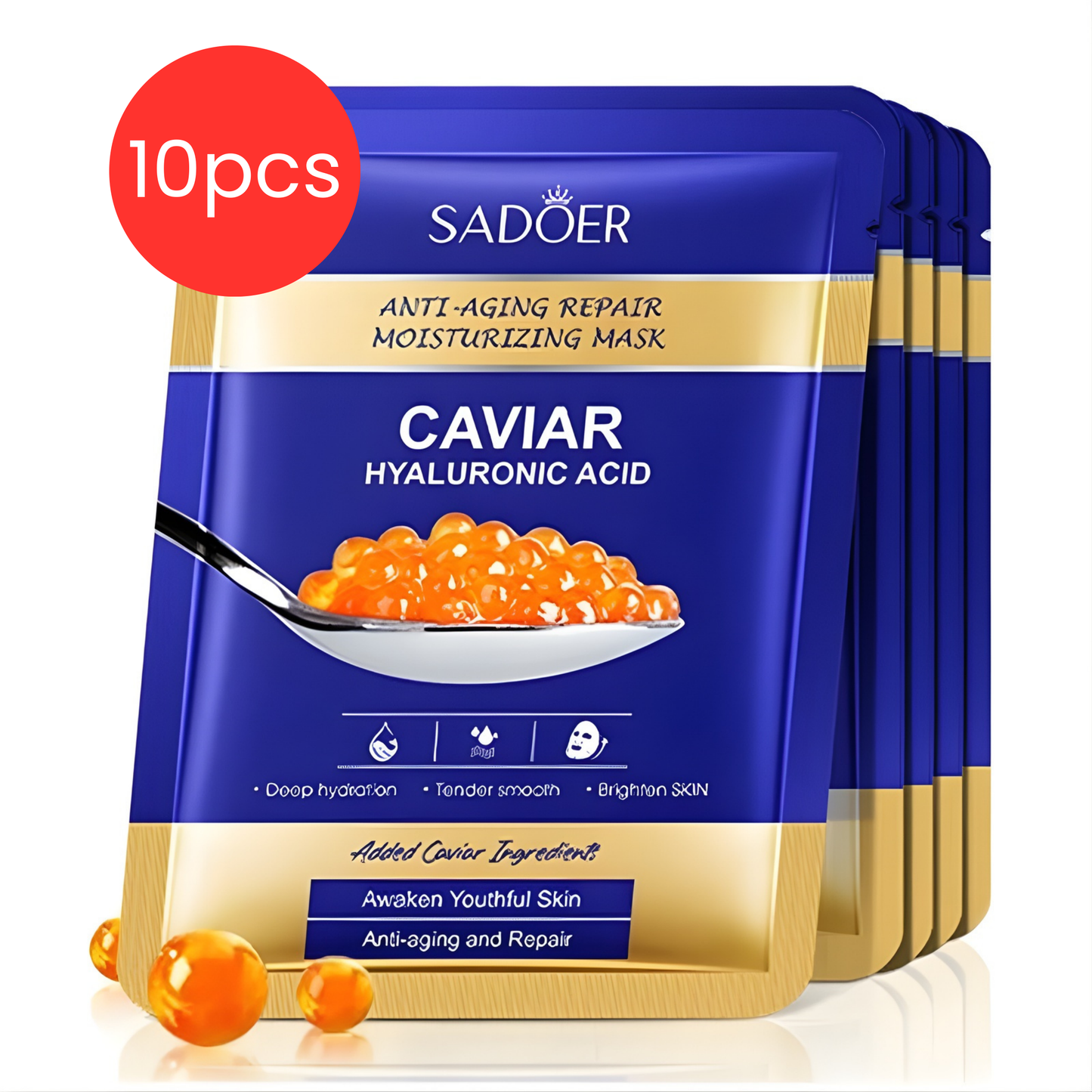 SADOER - Caviar & Hyaluronic Acid Mask 5/10pcs