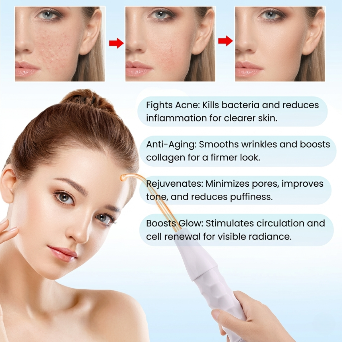 Facial and Scalp High-Frequency Therapy Wand