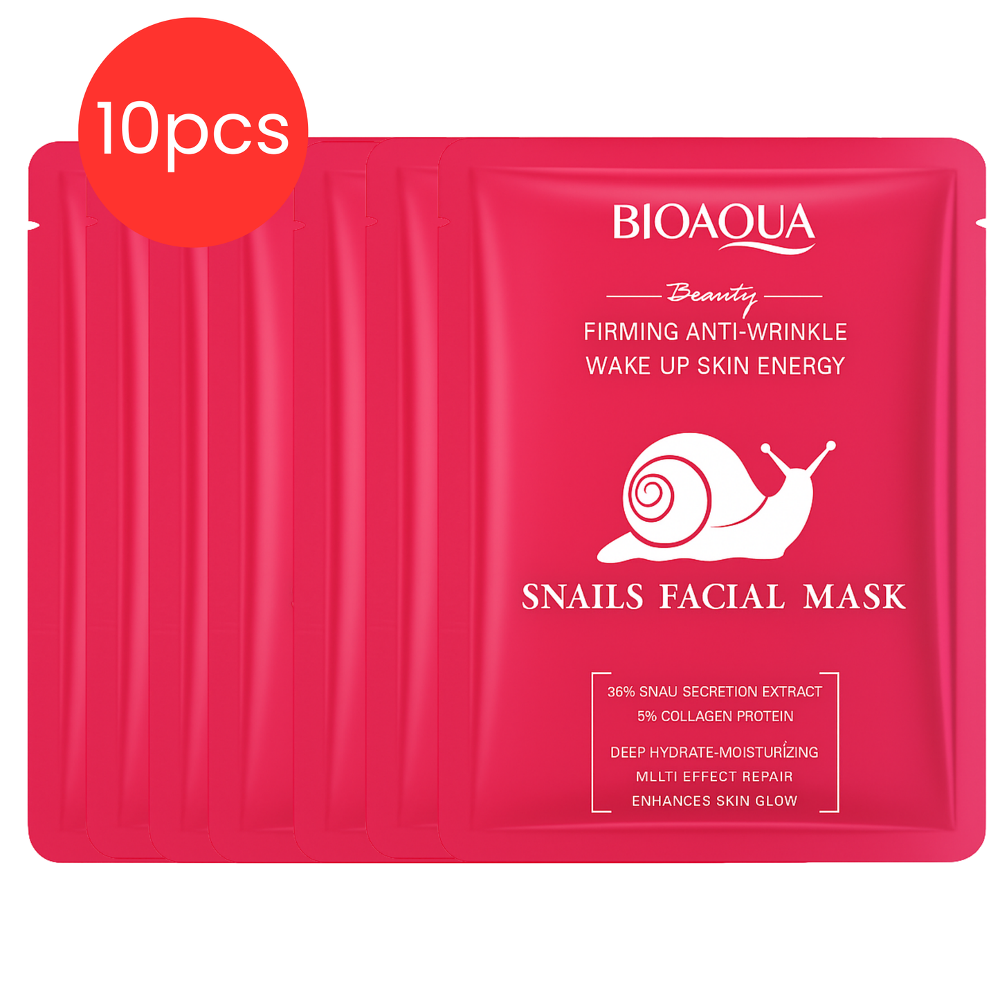 BIOAQUA - Mascarilla Rejuvenecedora de Mucina de Caracol 5uds