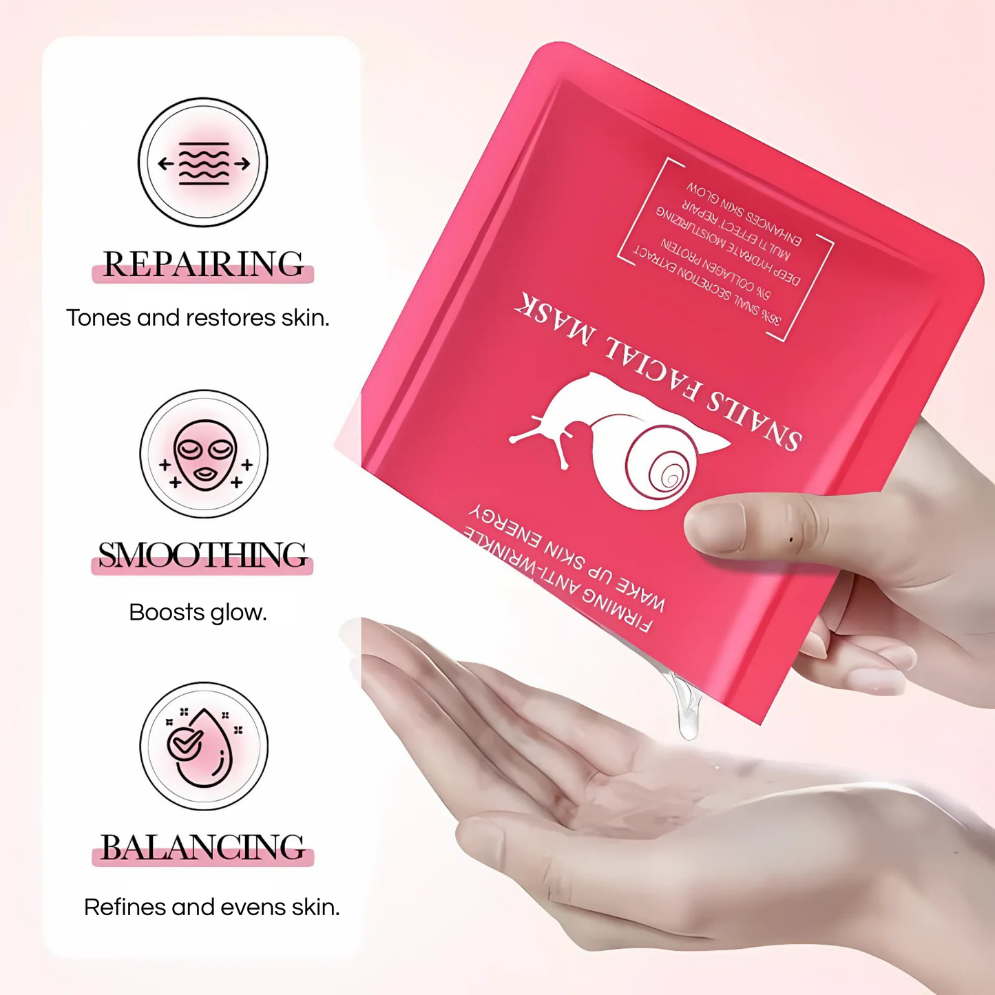 BIOAQUA - Mascarilla Rejuvenecedora de Mucina de Caracol 5uds